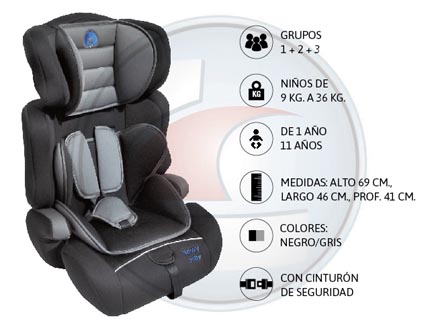 BUTACA 3 PIEZAS 9/36 KG NEGRO/GRIS