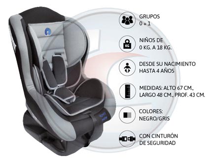 BUTACA BASCULANTE 0/18 KG NEGRA/GRI