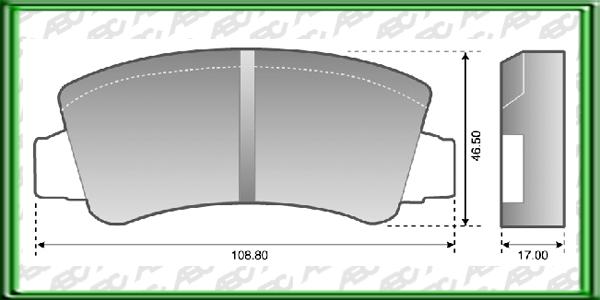 PASTILLAS DE FRENO FIAT 133 AÃ±o: 71Â» Posicion: DELANTERO Caliper: BENDIX // FIAT 1300 AÃ±o: 71Â» Posicion: DELANTERO Caliper: BENDIX // FIAT 128 L AÃ±o: 71Â» Posicion: DELANTERO Caliper: BENDIX // Dimensiones: Alto: 46.50 Largo: 108.80 Espesor: 17.00