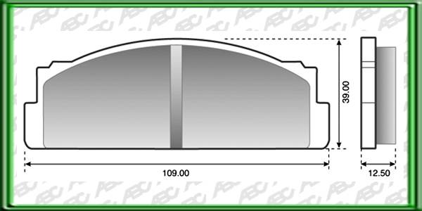 PASTILLAS DE FRENO FIAT 133 AÃ±o: 75Â» Posicion: DELANTERO Caliper: BENDIX - Caliper importado // Dimensiones: Alto: 39.00 Largo: 109.00 Espesor: 12.5