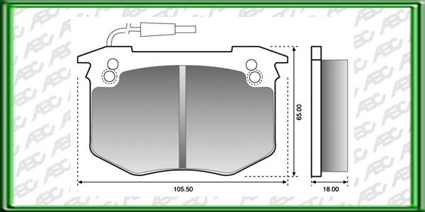 PASTILLAS DE FRENO PEUGEOT 504 AÃ±o: 78Â» Posicion: DELANTERO Caliper: BENDIX // PEUGEOT 505 AÃ±o: 78Â» Posicion: DELANTERO Caliper: BENDIX - c/s // Dimensiones: Alto: 65.00 Largo: 105.50 Espesor: 18.00