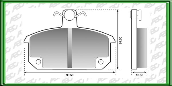 PASTILLAS DE FRENO RENAULT 12 AÃ±o: 85>90 Posicion: DELANTERO Caliper: LUCAS GIRLING // RENAULT 4 S AÃ±o: 85>90 Posicion: DELANTERO Caliper: LUCAS GIRLING // Dimensiones: Alto: 64.50 Largo: 99.50 Espesor: 16.30 (Colette)