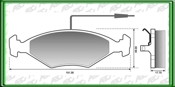 PASTILLAS DE FRENO PEUGEOT 504 AÃ±o: 93Â» Posicion: DELANTERO Caliper: ATE-TEVES // Dimensiones: Alto: 49.00 Largo: 151.30 Espesor: 17.75
