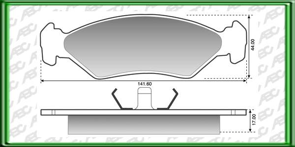 PASTILLAS DE FRENO FORD FIESTA AÃ±o: 95>96 Posicion: DELANTERO Caliper: ATE-TEVES - ARGENTINA - BRASIL // Dimensiones: Alto: 44.00 Largo: 141.60 Espesor: 17.00