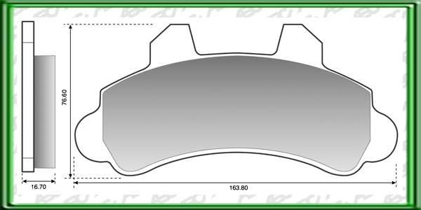 PASTILLAS DE FRENO FORD F-1000 AÃ±o: 93>94 Posicion: DELANTERO Caliper: BENDIX - ARGENTINA // GENERAL MOTORS C20 AÃ±o: 93Â» Posicion: DELANTERO Caliper: BENDIX // Dimensiones: Alto: 76.60 Largo: 163.80 Espesor: 16.70