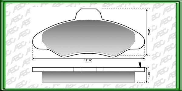 PASTILLAS DE FRENO FORD ESCORT 1.6 AÃ±o: 96Â» Posicion: DELANTERO Caliper: BENDIX // FORD ESCORT 1.8 16v AÃ±o: 96Â» Posicion: DELANTERO Caliper: BENDIX // Dimensiones: Alto: 53.00 Largo: 131.00 Espesor: 18.00