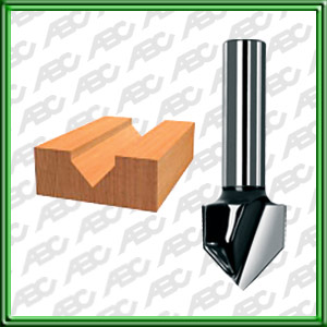 RANURA EN V n? de cortes: 2. Ancho de corte: 1/4 pulg. Alto de corte: 5/16 pulg. Angulo de corte: 90?. Alto total: 19/16 pulg. Vastago: 1/4. RPM max: 30000. Unidad de embalaje: 1