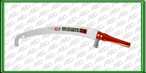 SERRUCHO DE PODA. Con mango de acero tubular. Punta doblada para evitar que la hoja se salga del surco al cortar. Cuchillo a?adido a la hoja. para eliminar peque?as ramas antes de inicar el corte. Dientes reafilables. // LARGO DE HOJA: 360 mm o 14