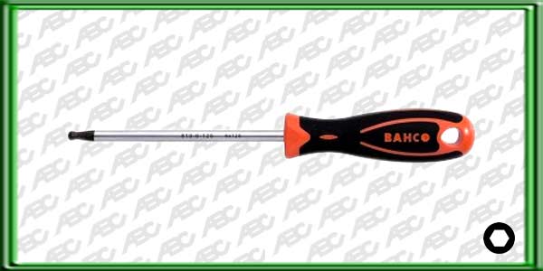 DESTORNILLADOR DE PUNTA ESF?RICA PARA TORNILLOS HEXAGONALES. ACABADO: VARILLA NIQUELADA Y CROMADA. PUNTA FOSFATADA. MATERIAL: VARILLA EN ACERO MOLIBDENO VANADIO. TOTALMENTE TEMPLADA. MANGO REALIZADO EN 2 COMPONENTES. POLIPROPILENO Y ELAST?MERO TERMOPL?STI