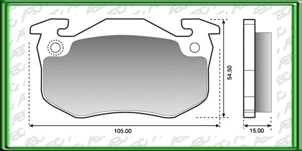 PASTILLAS DE FRENO RENAULT CLIO AÃ±o: 96Â» Posicion: DELANTERO Caliper: BENDIX // RENAULT TWINGO AÃ±o: 96Â» Posicion: DELANTERO Caliper: BENDIX ARGENTINA - BRASIL // Dimensiones: Alto: 54.50 Largo: 105.00 Espesor: 15.00