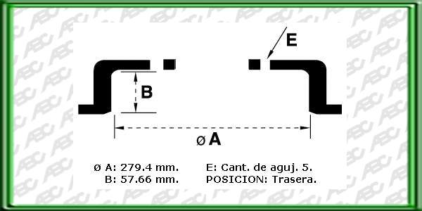 CAMPANAS PARA FRENOS - Medidas: Ã  279.40 mm - Ã max 280.00 mm - Altura de cinta 57.60 mm -  Altura total 74.50 -  Ã de maza 73.00 mm -  5 agujeros. Referencia Equipo Original: BA-C6TZ-1126 // FORD F-100 AÃ±o: 66 -> Posicion: trasero