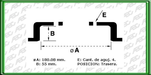 CAMPANAS PARA FRENOS - MEDIDAS: Ã  180.08 MM - Ã MAX 181.00 MM - ALTURA DE CINTA 55.00 MM -  ALTURA TOTAL 81.50 -  Ã DE MAZA 52.00 MM - 4 AGUJEROS. REFERENCIA EQUIPO ORIGINAL: 7702093841 // RENAULT 19 AÃO: /93 POSICION: TRASERO // RENAULT 11 AÃO: /9
