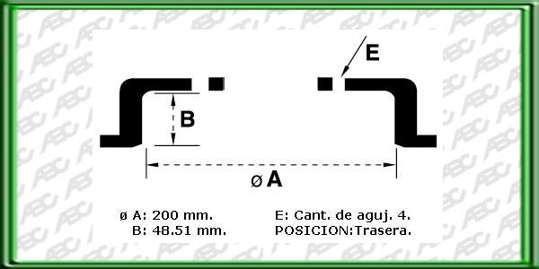 CAMPANA PARA FRENOS -TRASERA-  MEDIDAS: Ã  200.00 MM - Ã MAX 201.00 MM -// VOLKSWAGEN GOL (NUEVO MODELO) AÃO: 00 // VOLKSWAGEN SAVEIRO 88 AÃO: 00>/  GOL TREND - VOYAGE