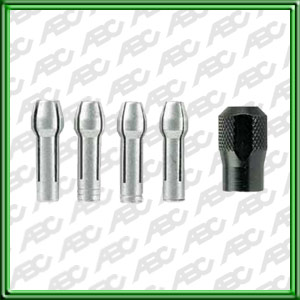 JUEGO DE BOQUILLA Y PINZAS DE SUJECCION con vastagos desde 1/32 hasta 1/8