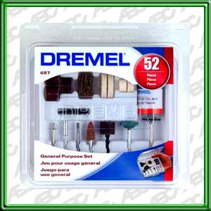 KIT DE MULTIUSO - (52 ACCESORIOS) - INCLUYE: VASTAGOS. VASTAGOS CON LIJA. PASTA DE PULIR. DISCOS DE PULIR. DISCO DE CORTE. PIEDRAS DE AMOLAR PARA FERROSOS Y NO FERROSOS. CEPILLO. FRESA PARA GRABADOS. BANDA DE LIJAS. A DISCONTINUAR NO TIENE REEMPLAZO DIREC