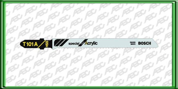 HOJA DE CALAR Encastre T T 101 A. Material: HSS. Longitud: 74 mm. Distancia entre dientes: 2. Tipo de dientes: R. Para cortar Acrilico policarbonato. Unidad de embalaje: 5