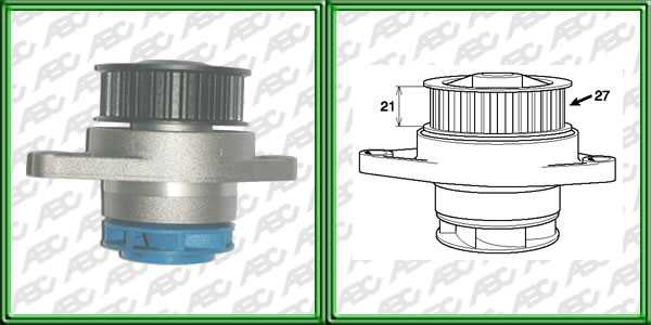 BOMBAS DE AGUA SEGMENTO LIVIANO VOLKSWAGEN GOL 1000 8V. POLO. GOLF 1.6 TREND FOX SURAN NAFTA 2 AGUJEROS. POLEA ANGOSTA 27 DIENTES . APLICACIÃN: MOTOR. UBICACIÃN: BOMBA DE AGUA