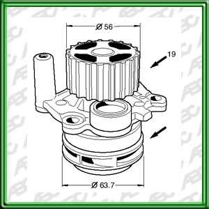 BOMBAS DE AGUA SEGMENTO LIVIANO AUDI A3 TD. POLEA 19 DIENTES. AplicaciÃ³n: MOTOR. UbicaciÃ³n: BOMBA DE AGUA // SEAT CORDOBA. LEON. TOLEDO II. POLEA 19 DIENTES. AplicaciÃ³n: MOTOR. UbicaciÃ³n: BOMBA DE AGUA // VOLKSWAGEN GOLF IV. BORA. POLO TDI. POLEA 1 9