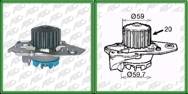 BOMBAS DE AGUA SEGMENTO LIVIANO PEUGEOT 205 1.6 Y 1.7D. 405 1.6 Y 1.9 CC GL/GR/SR/GLI/GRI/SRI S/SOLAPA. ROTOR 60 MM POLEA 20 DIENTES. AplicaciÃ³n: MOTOR. UbicaciÃ³n: BOMBA DE AGUA