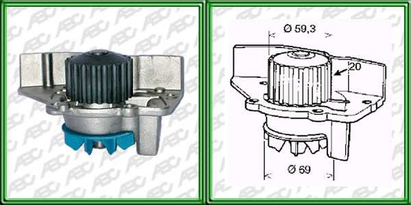BOMBAS DE AGUA SEGMENTO LIVIANO PEUGEOT 405 2.0 16 V. 306 1.9 D. 605 SR. SRI. SRD C/SOLAPA. ROTOR 68 MM POLEA 20 DIENTES. AplicaciÃ³n: MOTOR. UbicaciÃ³n: BOMBA DE AGUA