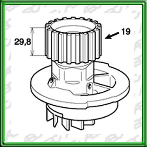 BOMBAS DE AGUA SEGMENTO LIVIANO:GM AVEO 1.6 16V.- DAEWOO NUBIRA 1.5 16V Y 1.6 16V. POLEA 19 DIENTES. . APLICACIÃN: MOTOR. UBICACIÃN: BOMBA DE AGUA