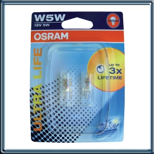 LAMPARA MINIATURA 12 VOLTS TABLEROS E INSTRUMENTOS (CASQUILLO DE VIDRIO) ULTRALIFE 5 WATTS W2.1X9.5D W5W