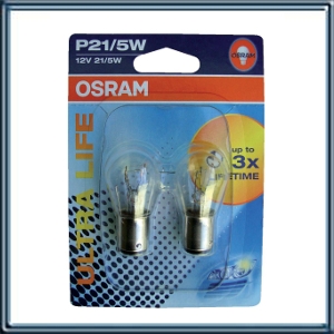 LAMPARA PRINCIPAL PARA AUTO 12 VOLTS HALOGENAS ULTRALIFE - 21/5W BAY15D  7528 ULT