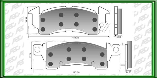 PASTILLAS DE FRENO GENERAL MOTORS PICK UP C-10 AÃ±o: 93Â» Posicion: DELANTERO Caliper: BENDIX // Dimensiones: Alto: 65.70 - 63.00 Largo: 184.20 - 197.30 Espesor: 15.00 - 14.20