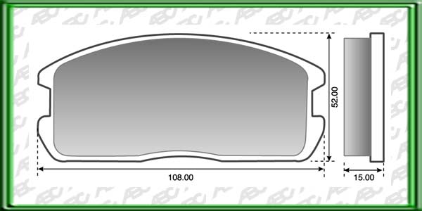 PASTILLAS DE FRENO MITSUBISHI LANCER AÃ±o: 88>92 Posicion: DELANTERO  // Dimensiones: Alto: 52.00 Largo: 108.00 Espesor: 15.00