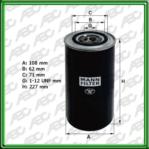 Filtro de ACEITE - AGRALE-DEUTZ - FIAT-ALLIS/GEOTECH/HITACHI - FIATAGRI (CNH GLOBAL) - NEW HOLLAND - VALMET - FORD - IVECO - VW (VOLKSWAGEN) - VW (VOLKSWAGEN) BUS