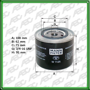 Filtro de ACEITE - DITCH WITCH - HYSTER - MANITOU - NEW HOLLAND - NEW HOLLAND CONSTRUCTION - SULLAIR - WHITE - ALFA ROMEO - FIAT - LADA (SHIGULI)