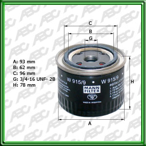 Filtro de ACEITE - DACIA (RENAULT GROUP) - VW (VOLKSWAGEN) - VOLVO BUS