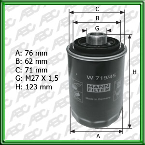 FILTRO DE ACEITE AUDI. SEAT. VOLKSWAGEN (UE10)