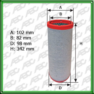 FILTRO DE AIRE SECUNDARIO JOHN DEERE. MASSEY-FERGUSON. NEW HOLLAND NÂº PARTE ORIGINAL DQ 59139 / 87344136 (UE1)