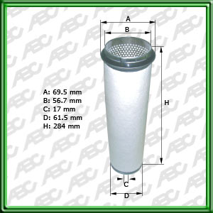Filtro de ELEMENTO DE SEGURIDAD - AGRALE-DEUTZ - CASE CONSTRUCTION - MASSEY-FERGUSON TRAKTOREN - PERKINS - TOWNMOTOR - VALMET - ZANELLO - FORD