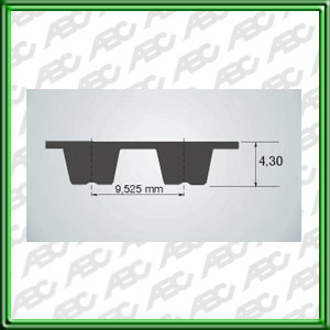 Correa Distribucion de (122) 122 dientes. (SX) con dientes de un paso de 9.525mm una base de 4.53mm una altura de 2.13mm y un angulo de 40Â°.  (190) un ancho de 190 mm.