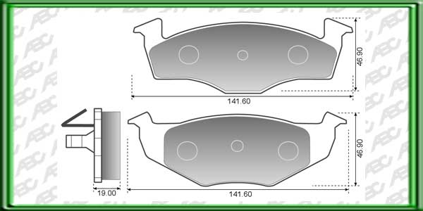 PASTILLAS DE FRENO VOLKSWAGEN POLO CLASSIC AÃ±o: 96Â» Posicion: DELANTERO Caliper: KELSEY-HAYES // Dimensiones: Alto: 46.90 Largo: 141.60 Espesor: 19.00 ARGENTINA