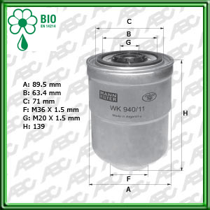 Filtro de COMBUSTIBLE - HYSTER - HYUNDAI - MITSUBISHI - ASIA MOTORS - DAIHATSU - HYUNDAI - ISUZU - KIA MOTORS - MITSUBISHI - NISSAN - SSANGYONG - SUZUKI