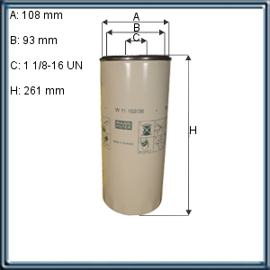 FILTRO DE ACEITE - CASE CONSTRUCTION - CATERPILLAR - KALMAR LMV - NEW HOLLAND - VASALLI - WINGET / DYNAPAC - ZANELLO - CHEVROLET - GENERAL MOTORS - RENAULT TRUCKS (RVI) - SCANIA - VOLVO BUS - VOLVO TRUCKS RA W 11 102/4