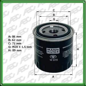 Filtro de ACEITE - BOBCAT - CITROEN - LADA (SHIGULI) - PEUGEOT - RENAULT - SSANGYONG