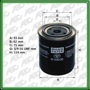 Filtro de ACEITE - MANITOU - CHRYSLER - FORD - JEEP (CHRYSLER) - LAND ROVER
