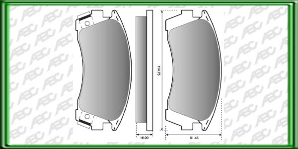 PASTILLAS DE FRENO NISSAN SENTRA AÃ±o: 91>94 Posicion: DELANTERO  - USA // Dimensiones: Alto: 51.45 Largo: 114.75 Espesor: 16.00