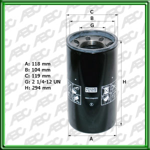 Filtro de ACEITE - AGRALE-DEUTZ - BOMAG - CASE CONSTRUCTION - CASE-IH (CNH GLOBAL) - CHAMPION - CUMMINS - DEUTZ FAHR (SAME DEUTZ-FAHR) - DON ROQUE - EUCLID - FIAT-ALLIS/GEOTECH/HITACHI - HITACHI - HYUNDAI - JOHN DEERE - KOMATSU - LIEBHERR - MASSEY-F ERGUS