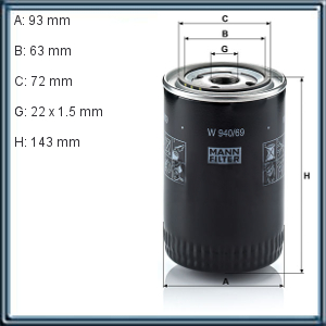 FILTRO DE ACEITE IVECO (UE10)