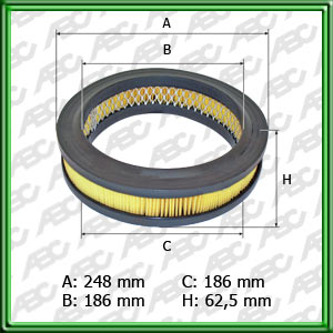 FILTRO DE AIRE RENAULT R9. R11 1.6. R19 1.6 - EQUIVALENCIA: MANN: C 2555/2 - FRAM: CA-4354 / CA-6828