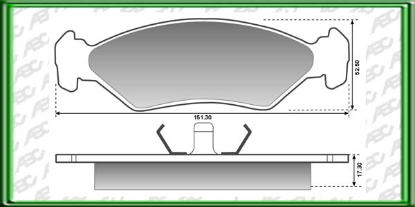 PASTILLAS DE FRENO FIAT PALIO 1.6 16v AÃ±o: 97Â» Posicion: DELANTERO Caliper: ATE-TEVES // Dimensiones: Alto: 52.50 Largo: 151.30 Espesor: 17.30