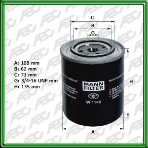 Filtro de ACEITE - FIAT-ALLIS/GEOTECH/HITACHI - FIATAGRI (CNH GLOBAL) - NEW HOLLAND