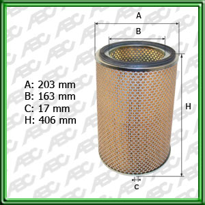 FILTRO DE AIRE FORD F4000. CARGO 1215. 1416. 1617. 1716: VOLKSWAGEN CAMIÃN 13.170. 14.170. 15.160. 16.170. 17.160. 17.210 - EQUIVALENCIA: - MANN: C 21 493 - FRAM: CA-546 - CON MALLA METALICA