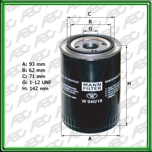 Filtro de ACEITE - KOMATSU - VALMET - VALTRA - WINGET / DYNAPAC - ZANELLO - FORD