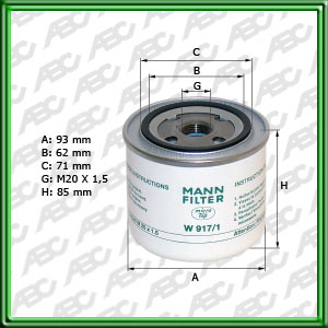 Filtro de ACEITE - CLARK EQUIPMENT - MITSUBISHI - VOLVO CARS